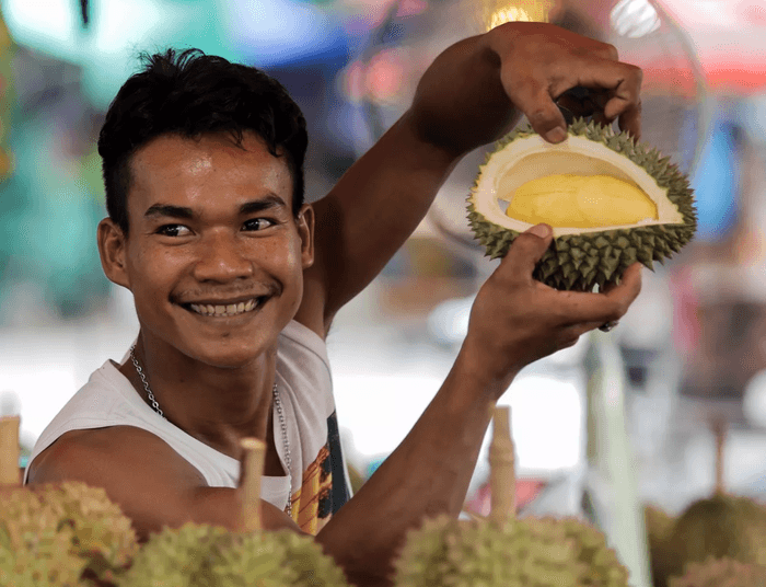 thailand merchant durian thai people smile small